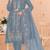 Sky blue embroidered cotton semi-stitched pakistani salwar suit