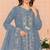 Sky blue embroidered cotton semi-stitched pakistani salwar suit