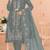 Sea green embroidered cotton semi-stitched pakistani salwar suit