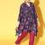 Women Navy Blue Floral Printed Kurta with Trousers