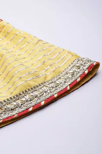 Women Yellow Gotta Patti Pure Cotton Kurta with Sharara & With Dupatta
