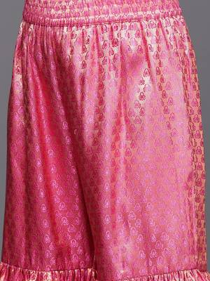 Women Peach-Coloured & Beige Floral Sequinned Kurta with Sharara & With Dupatta 3
