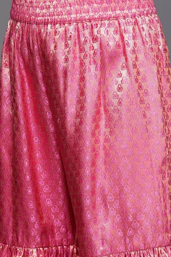 Women Peach-Coloured & Beige Floral Sequinned Kurta with Sharara & With Dupatta