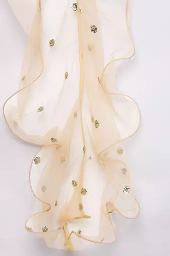 Women Peach-Coloured & Beige Floral Sequinned Kurta with Sharara & With Dupatta