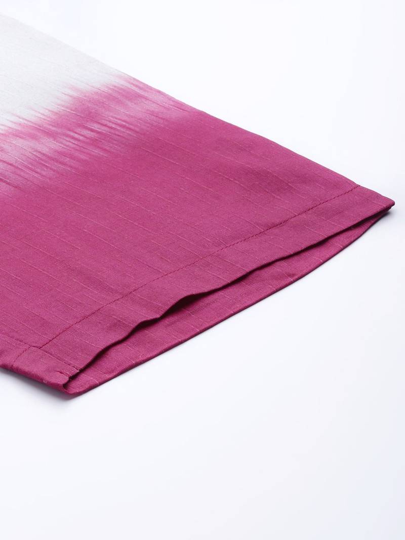 Women Magenta Bandhani Printed Kurta with Trousers