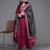 Women Magenta Yoke Design Kurta with Trousers & With Dupatta