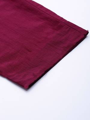 Women Magenta Yoke Design Kurta with Trousers & With Dupatta 9