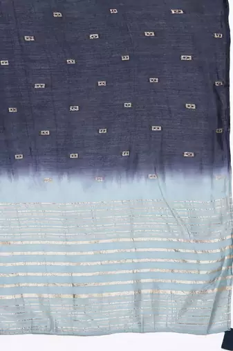Women Blue & Silver Floral Sequined Straight Kurta Trousers & Ombre Dyed Dupatta