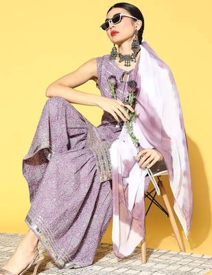 Bandhani Pure Cotton Short Kurti with Sharara 1