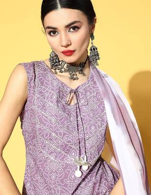 Bandhani Pure Cotton Short Kurti with Sharara 3