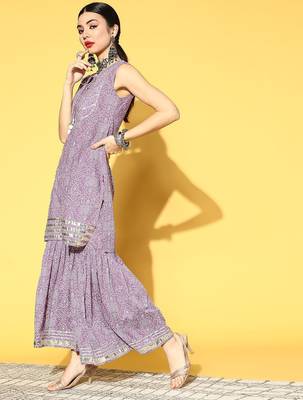 Bandhani Pure Cotton Short Kurti with Sharara 4