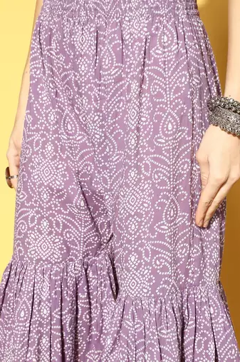 Bandhani Pure Cotton Short Kurti with Sharara