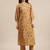Women Mustard Yellow Floral Printed Straight Kurta with Trousers