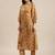 Women Mustard Yellow Floral Printed Straight Kurta with Trousers