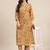 Women Mustard Yellow Floral Printed Straight Kurta with Trousers