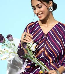 Trendy Purple and White Silk Blend Kurta Set