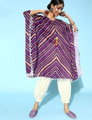 Trendy Purple and White Silk Blend Kurta Set 1