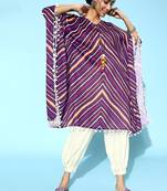 Trendy Purple and White Silk Blend Kurta Set