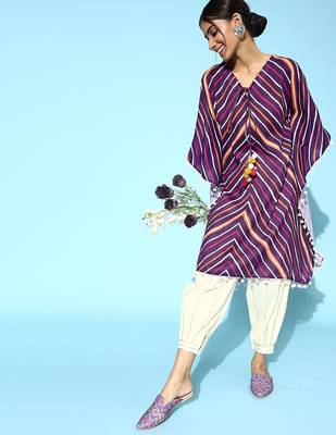 Trendy Purple and White Silk Blend Kurta Set 3