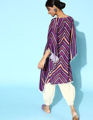 Trendy Purple and White Silk Blend Kurta Set 5