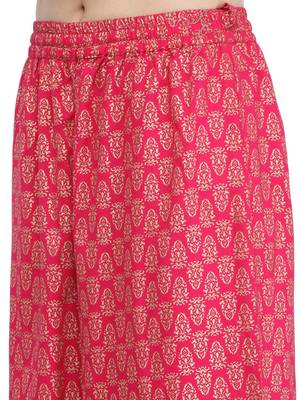 Women Gold Striped Pleated Kurta with Palazzos 3