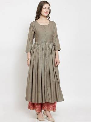 Women Gold Striped Pleated Kurta with Palazzos 4