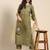 Women Olive Green & Golden Embroidered Kurta with Trousers & Dupatta