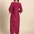Women Magenta & Golden Yoke Design Kurta with Trousers