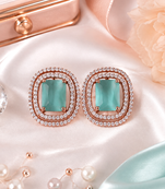 Rose Gold Mint Halo Stud Earrings