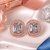 Rose gold white halo stud earrings