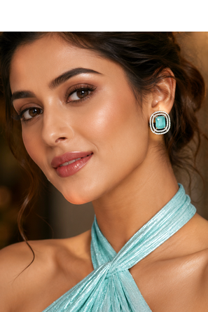 Rose Gold Mint Halo Stud Earrings 2