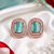 Rose Gold Mint Halo Stud Earrings
