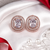 Rose gold white halo stud earrings