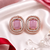 Rose gold pink halo stud earrings