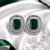 Rhodium green halo stud earrings