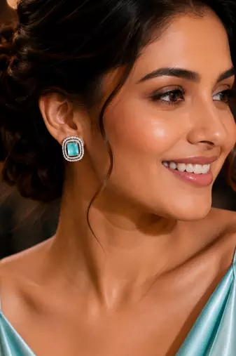 Rose Gold Mint Halo Stud Earrings