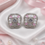 Rhodium pink floral sparkle earrings