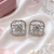 Rhodium pink floral sparkle earrings