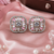 Rhodium pink floral sparkle earrings