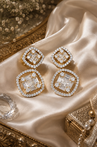 Gold Luxe CZ Drop Earrings