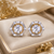 Gold Sparkle Halo CZ Stud Earrings