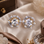 Gold Sparkle Halo CZ Stud Earrings