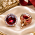 Rose Gold Ruby Crystal Stud Earrings