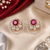 Gold Ruby Floral Sparkle Earrings