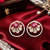 Gold Ruby Floral Sparkle Earrings