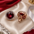 Rose Gold Ruby Crystal Stud Earrings