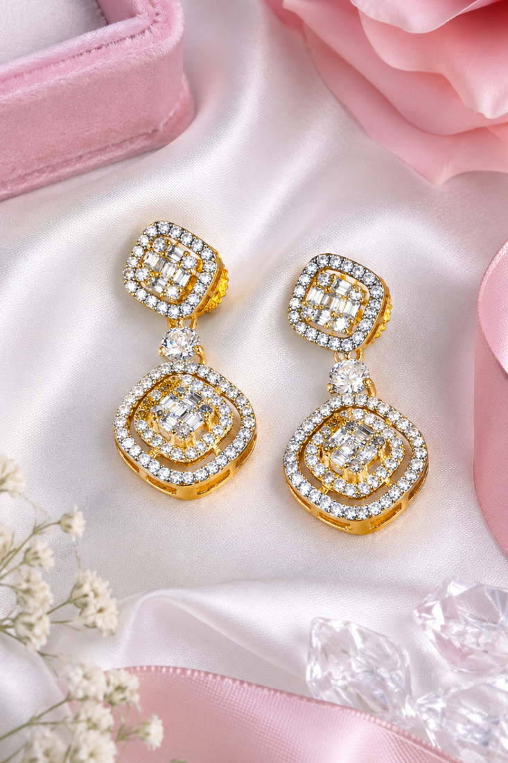 Gold Glamour Link Drop Earrings