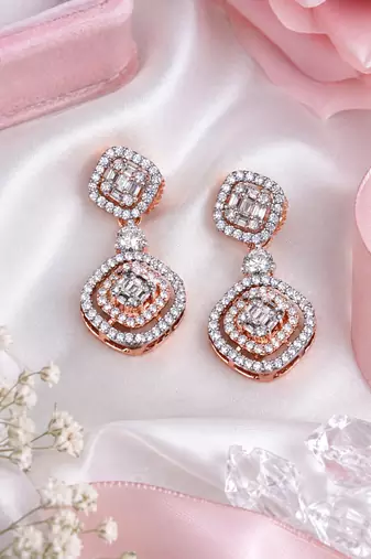 Rose gold glamour link drop earrings
