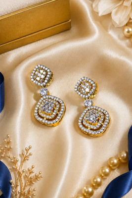 Gold Glamour Link Drop Earrings 2