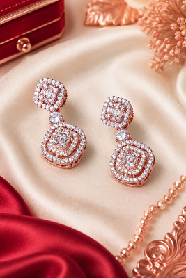 Rose gold glamour link drop earrings 2